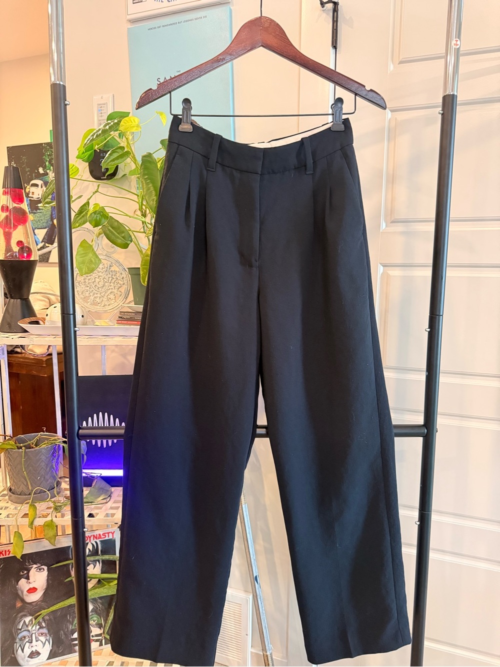 Wilfred Black Wide-Leg Pleated Trousers